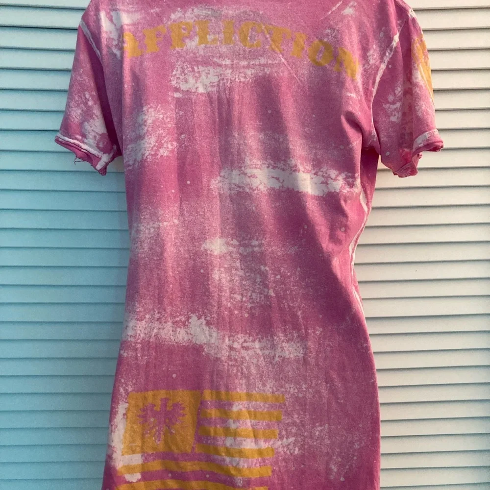 Affliction Distressed Tee T Shirt pink - Picture 3 of 9
